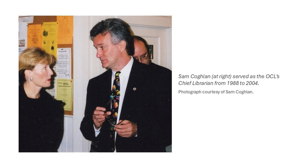 Photo of librarian Sam Coghlan, c. 2000.