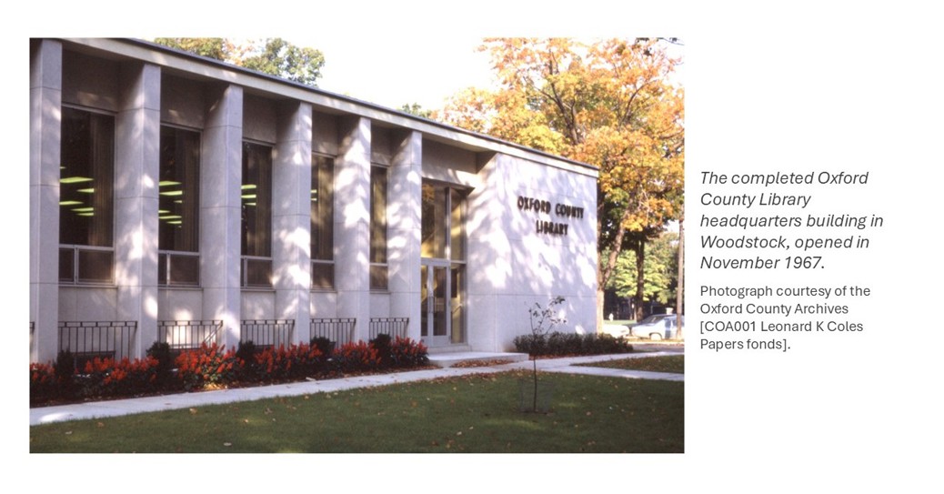 Photo of completed library headquarters building, c. 1967-68.