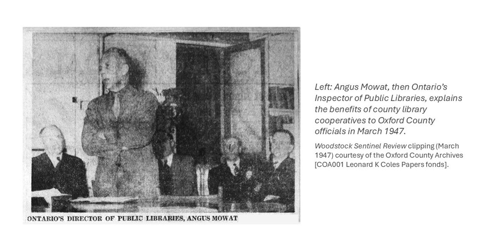 Newspaper clipping c. 1946 about Angus Mowat.