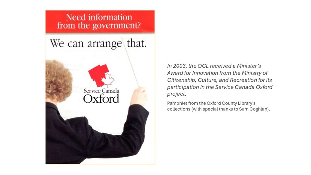 Cover of Service Canada Oxford pamphlet.