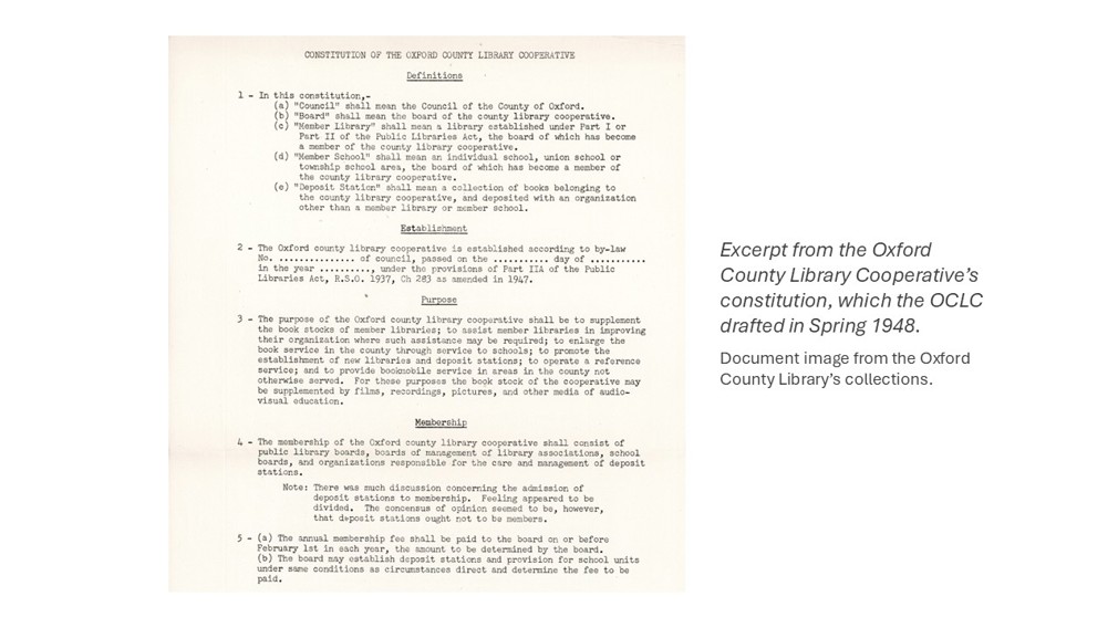 Excerpt from the OCLC's constitution, ca. 1948.