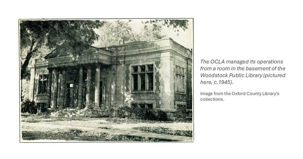 Image of the Woodstock, ON Carnegie library ca. 1945.